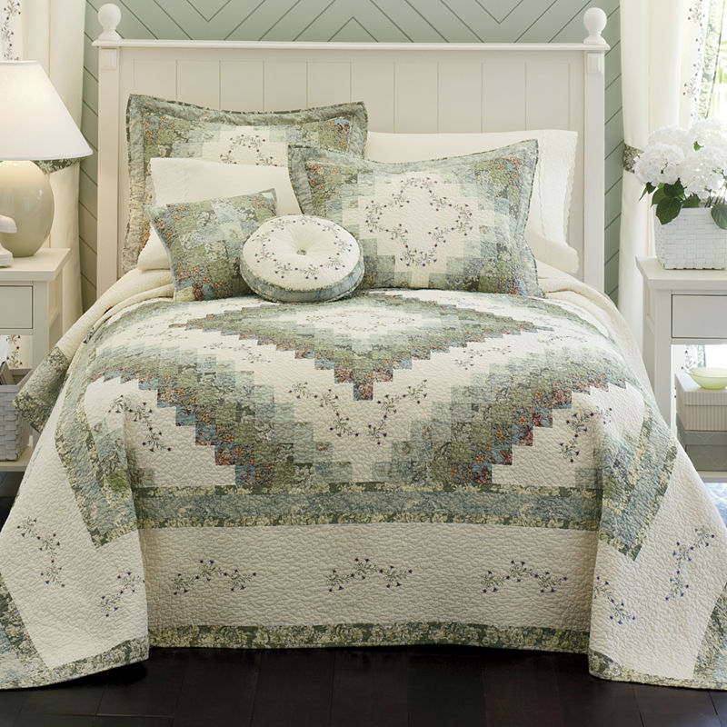 Home Expressions Cassandra Pieced Bedspread, Twin, Green