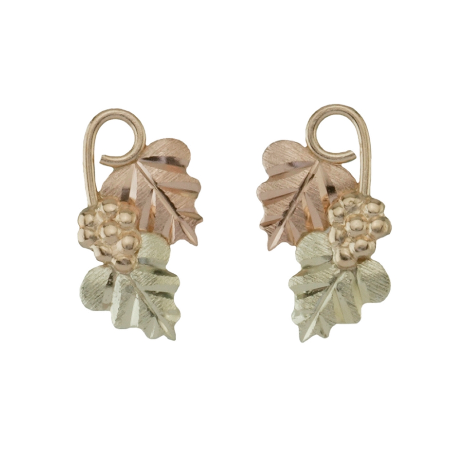 Black Hills Gold Leaf Earrings, Womens