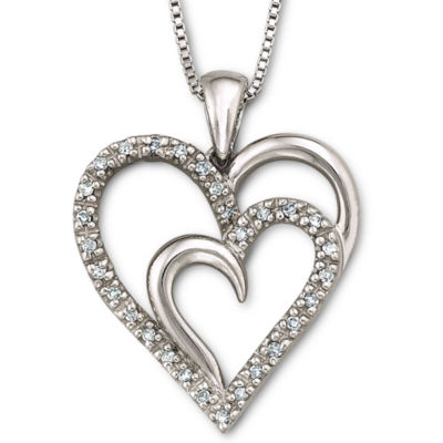 1/10 CT. T.W. Diamond Heart Pendant Necklace Sterling Silver, Color ...