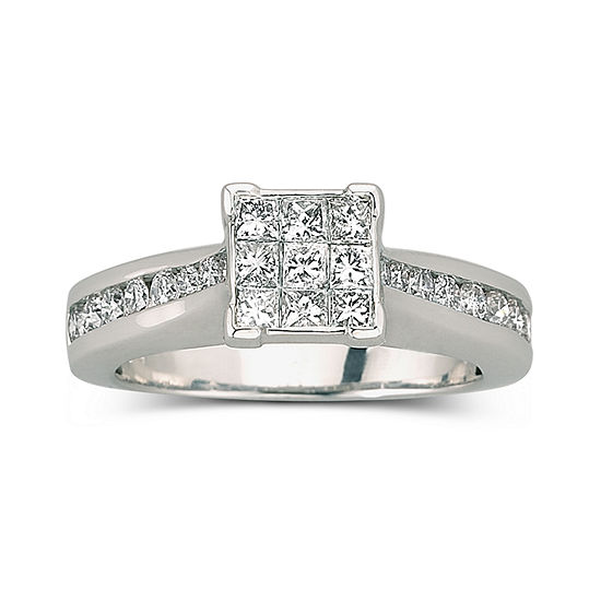 1 CT. T.W. Genuine Diamond Engagement Ring 10K White Gold