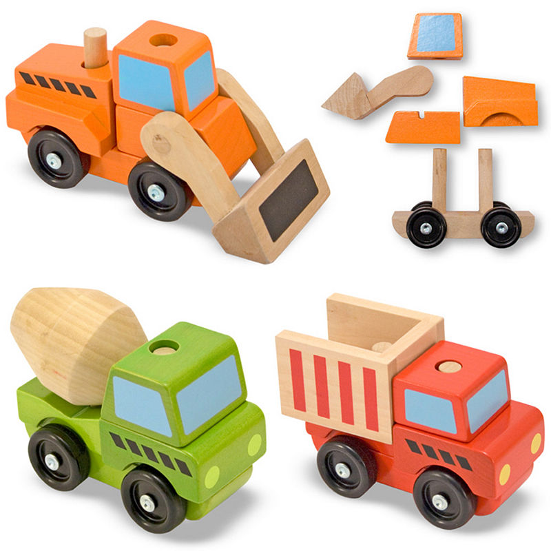 Melissa & Doug Stacking Construction Toy Trucks, Boys