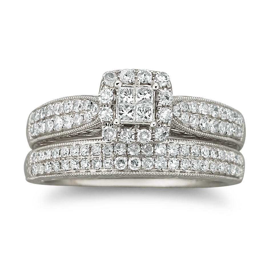 Cherished Hearts 3/4 CT. T.W. Diamond Wedding Ring Set, White/Gold, Womens