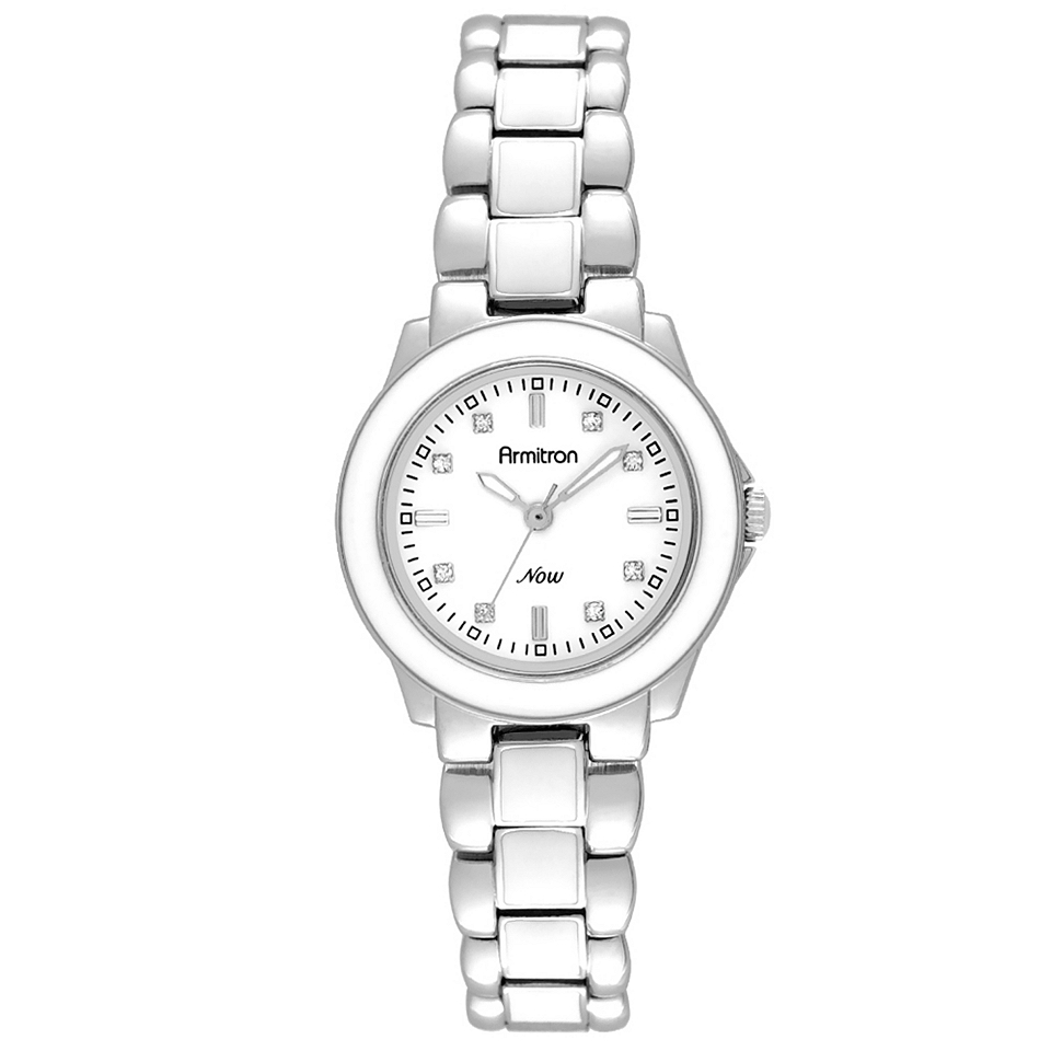 Armitron Womens Silver Tone & White Enamel Watch