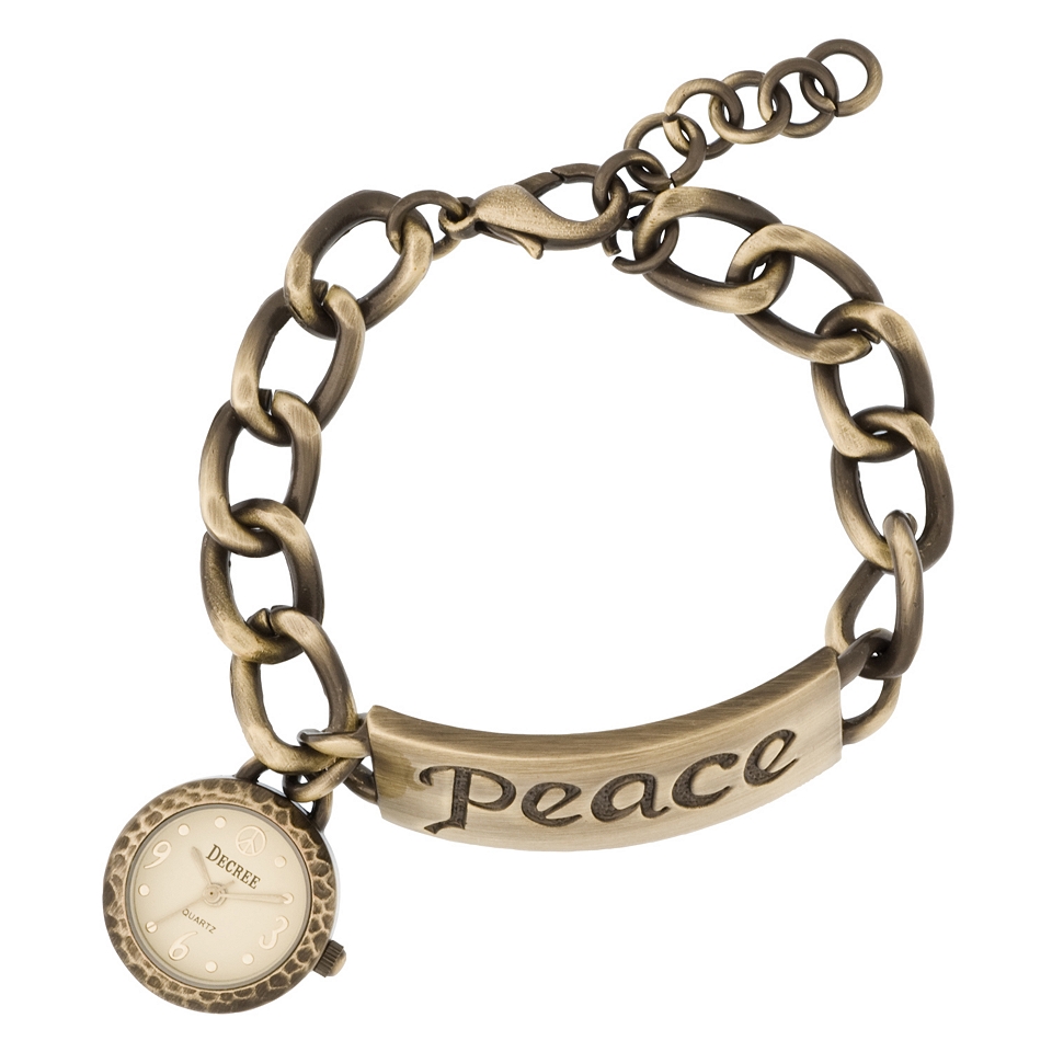 Decree Peace Charm Bracelet Watch, Gold, Womens