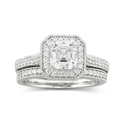 DiamonArt® Sterling Silver 1 7/8 CT. T.W. Cubic Zirconia Bridal Ring ...