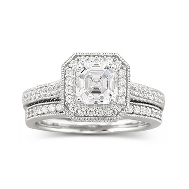 DiamonArt® Sterling Silver Cubic Zirconia Bridal Ring Set - JCPenney