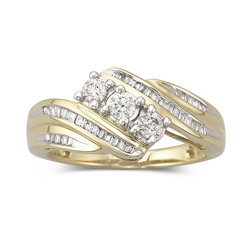 Love Lives Forever 1/2 CT. T.W. 3 Stone Diamond Ring 10K Gold, Yellow/Gold,