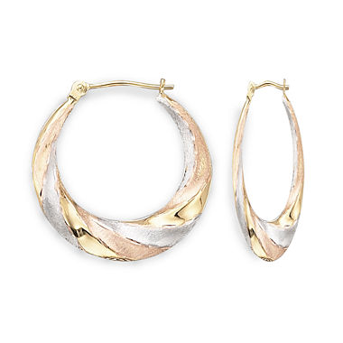 14K Gold Tri-Color Hoop Earrings - JCPenney