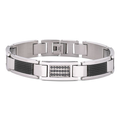 Mens Bracelet, 1/3 Ct. T.w. Black Diamond Steel | Leedo