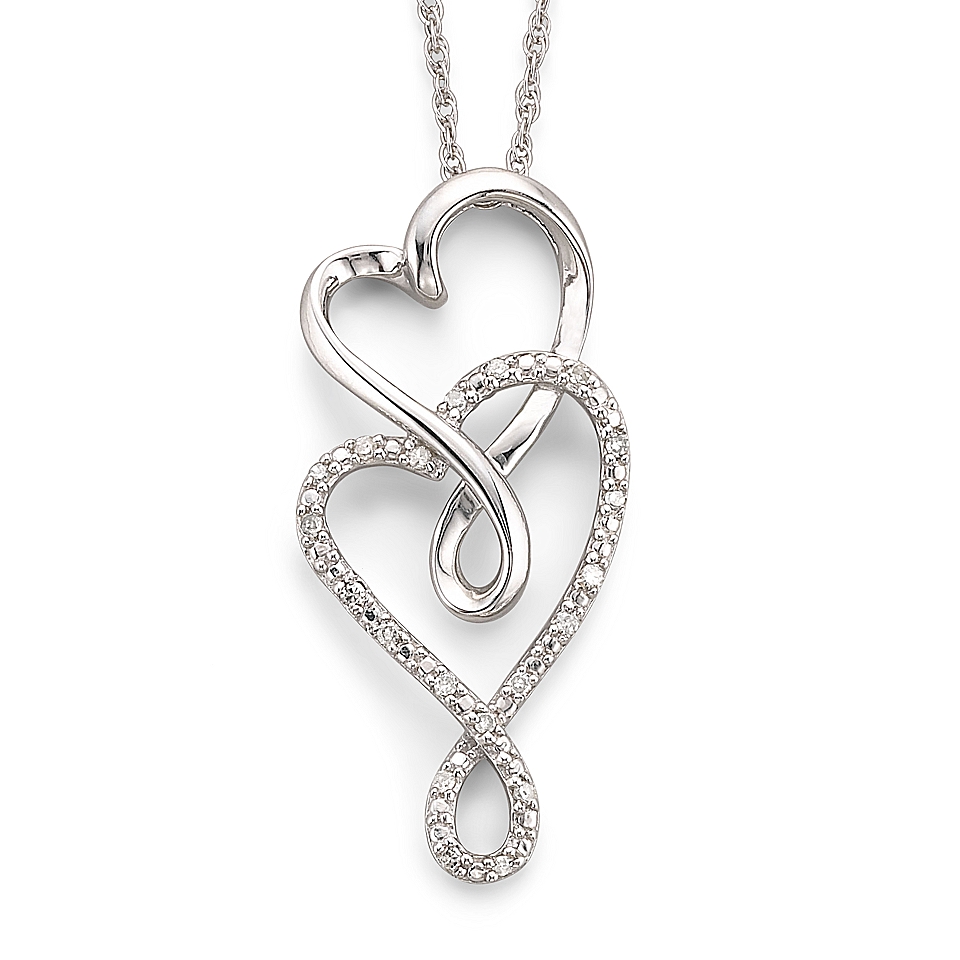 Infinite Promise 1/10 CT. T.W. Diamond Hearts Silver Pendant Necklace