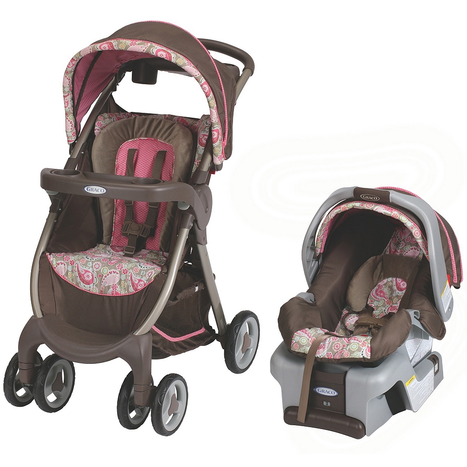Graco Jacqueline FastAction Fold Travel System, Brown/Pink