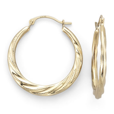 14K Yellow Gold Patterned Hoop Earrings - JCPenney