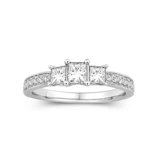 1 Ct T W Diamond 14k White Gold Princess Cut Diamond Ring Color