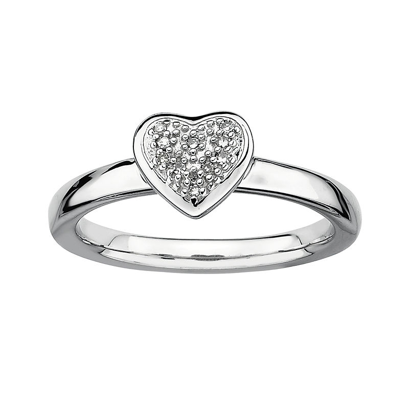 Personally Stackable Diamond-Accent Silver Heart Ring, 7