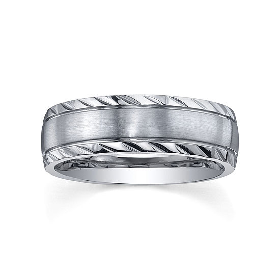 Stainless Steel Diamond Cut Ring Mens Band Jcpenney