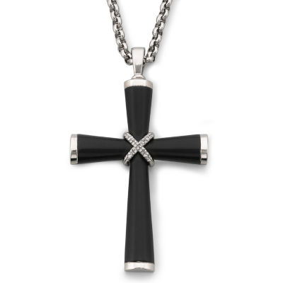Mens Stainless Steel DiamondAccent Cross Pendant Necklace JCPenney