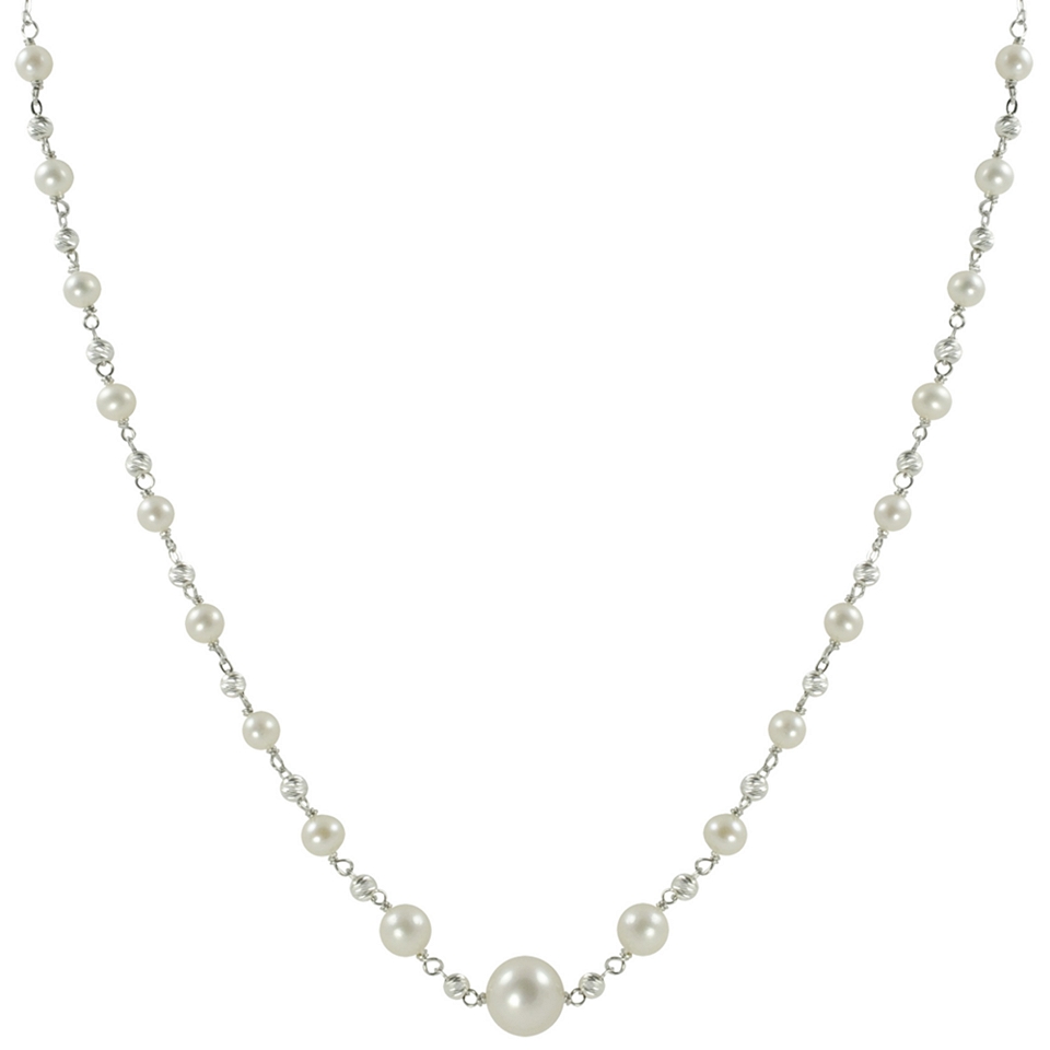 Cultured Freshwater Pearl & Sparkle Bead Necklace, White, Womens