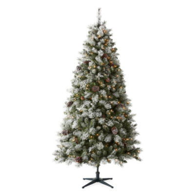 North Pole Trading Co 7 1 2 Foot Geneva Pre Lit Flocked Pre