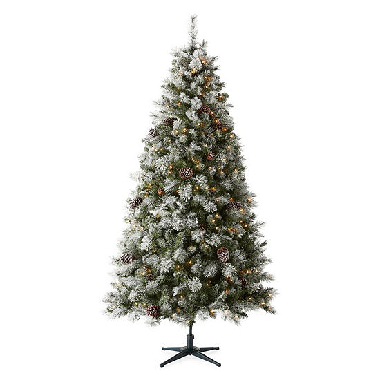 North Pole Trading Co 7 1 2 Foot Geneva Pre Lit Flocked Pre