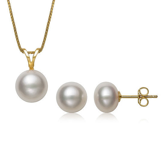 Womens 2-pc. Cultured Freshwater Pearl 14K Gold Over Silver Jewelry Set