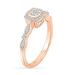 Promise My Love Womens 1/8 CT. T.W. Genuine White Diamond 10K Rose Gold Promise Ring