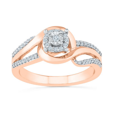 Promise My Love Womens 1/6 CT. T.W. Genuine White Diamond 10K Rose Gold Promise Ring JCPenney