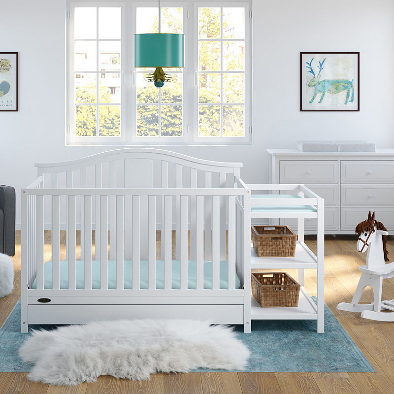 Graco Solano 4 in 1 Convertible Crib and Changer with Drawer White 