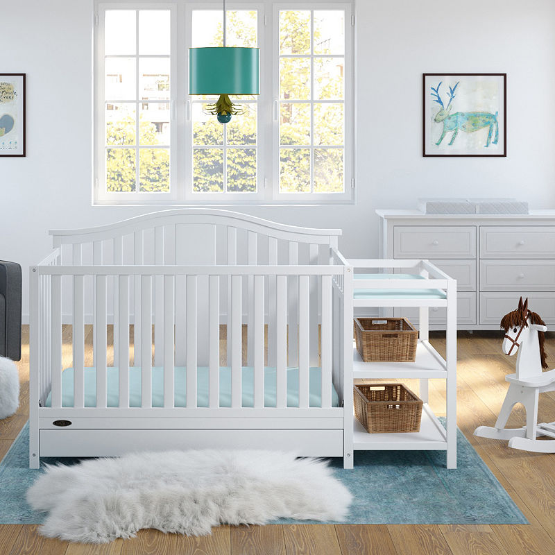 Graco Solano 4 in 1 Convertible Crib and Changer with Drawer White