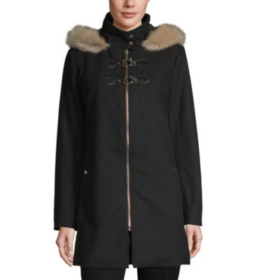 Liz Claiborne Heavyweight Hooded Peacoat, Color Black JCPenney