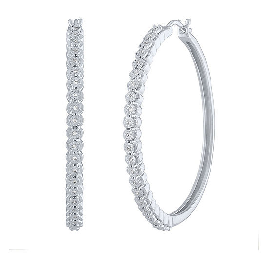 1/10 CT. T.W. Genuine White Diamond Sterling Silver 41mm Hoop Earrings