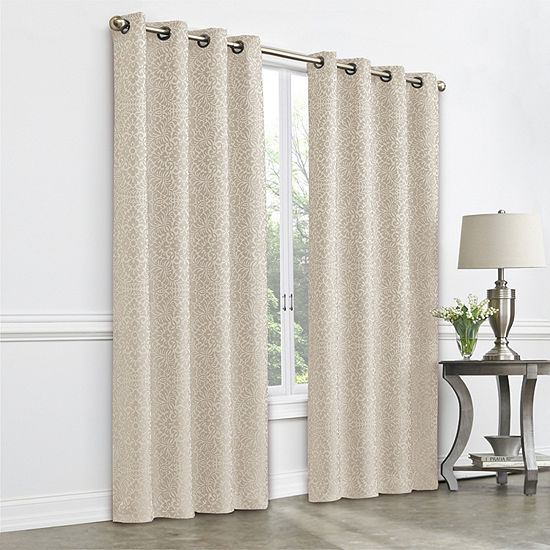 JCPenney Home Plaza Tapestry Blackout Grommet Top Single Curtain Panel