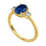 Womens Lab Created Blue Sapphire 10K Gold Cocktail Ring