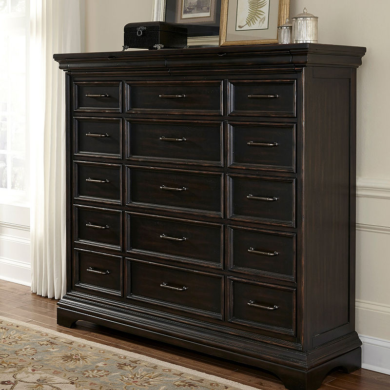 Delacora HM-P012127 Caldwell 66" Wide Acacia Dresser with 17 Drawers