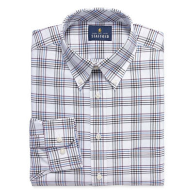 stafford travel wrinkle free oxford long sleeve dress shirt