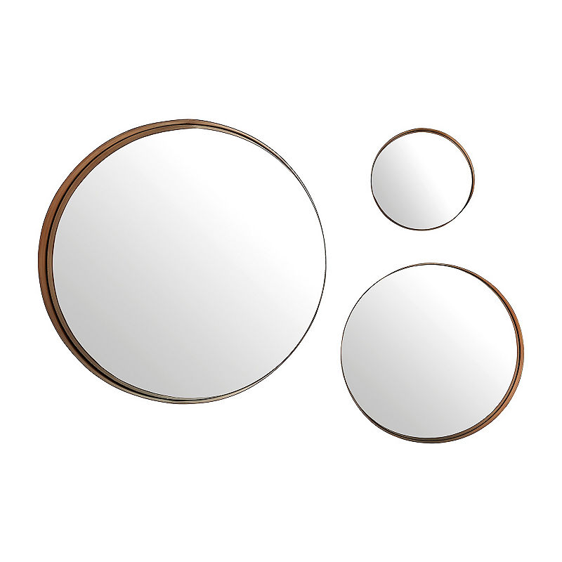 Banded Round Copper Mirrors (Set of 3)