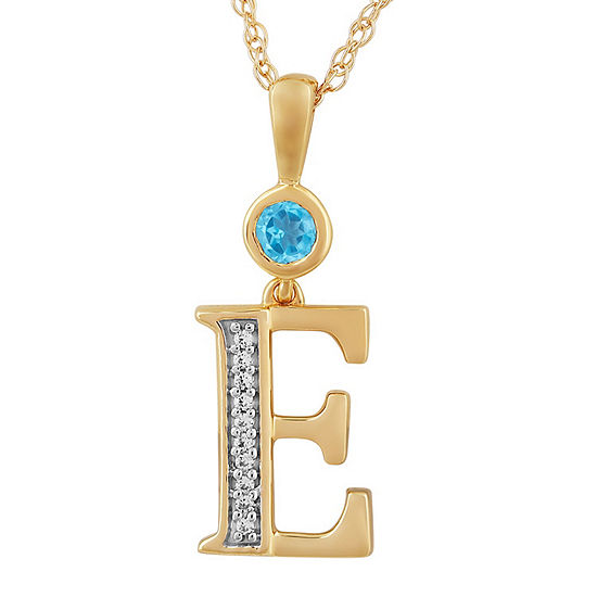 E Womens Genuine Blue Topaz 14K Gold Over Silver Pendant Necklace