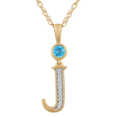 J Womens Genuine Blue Topaz 14k Gold Over Silver Pendant Necklace Jcpenney