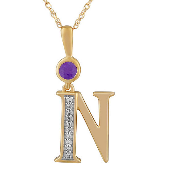 Womens Genuine Purple Amethyst 14K Gold Over Silver Pendant Necklace