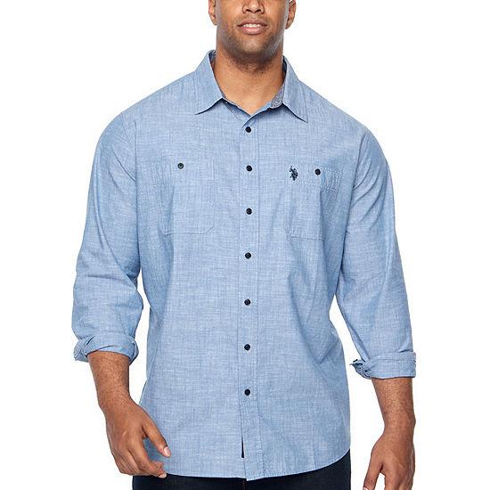 Download U.S. Polo Assn. Mens Y Neck Long Sleeve Plaid Button-Front ...