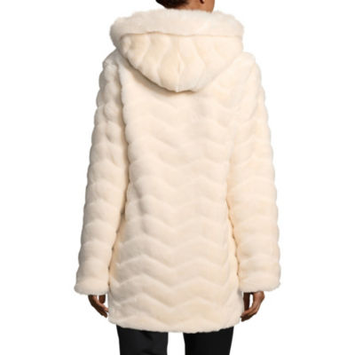 liz claiborne faux fur hooded heavyweight faux fur coat