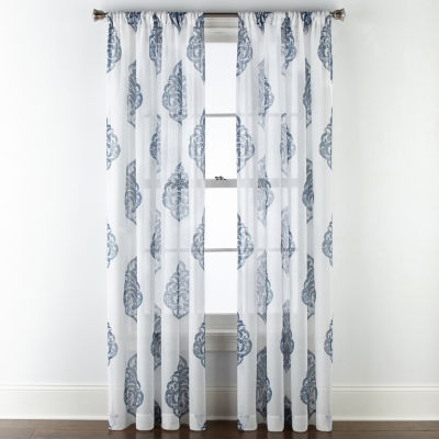 Jcpenney Home Parkwood Damask Sheer Rod Pocket Curtain Panel