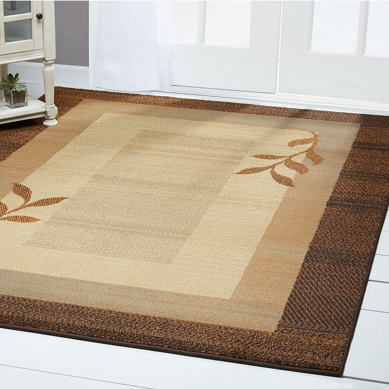 Home Dynamix Royalty Clover Contemporary Geometric Border Area Rug  Brown/Blue  19.6 x31.5