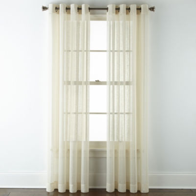Jcpenney Home Lark Hemstitch Grommet Top Sheer Curtain Panel