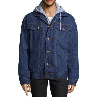 fleece lined denim jacket with hood