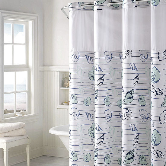 Hookless Seashell Stripe Print Shower Curtain Set Jcpenney