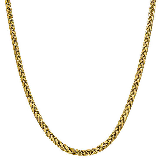 14K Gold 18 Inch Semisolid Wheat Chain Necklace