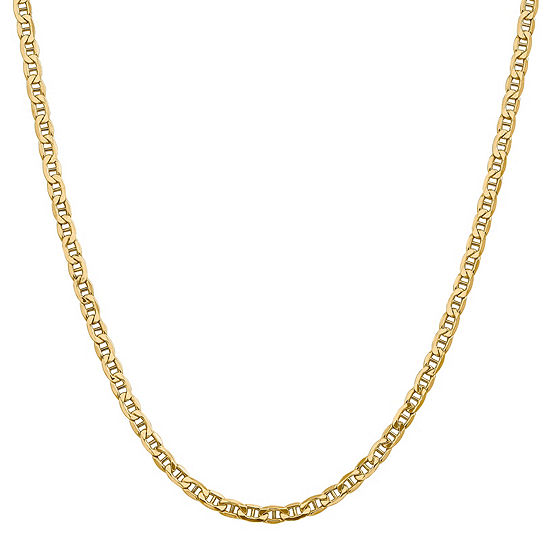14K Gold 16 Inch Semisolid Anchor Chain Necklace