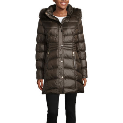 liz claiborne hooded water resistant heavyweight puffer jacket