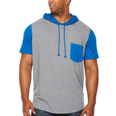 mens short sleeve hooded sweatshirt