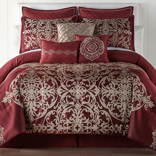 JCPenney Home Creston 7-pc. Comforter Set-JCPenney, Color: Wine